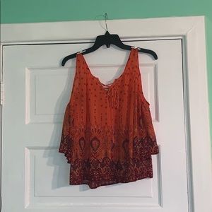 Shear cold shoulder top